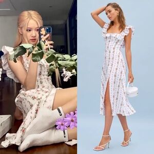 Reformation amethyst linen midi dress